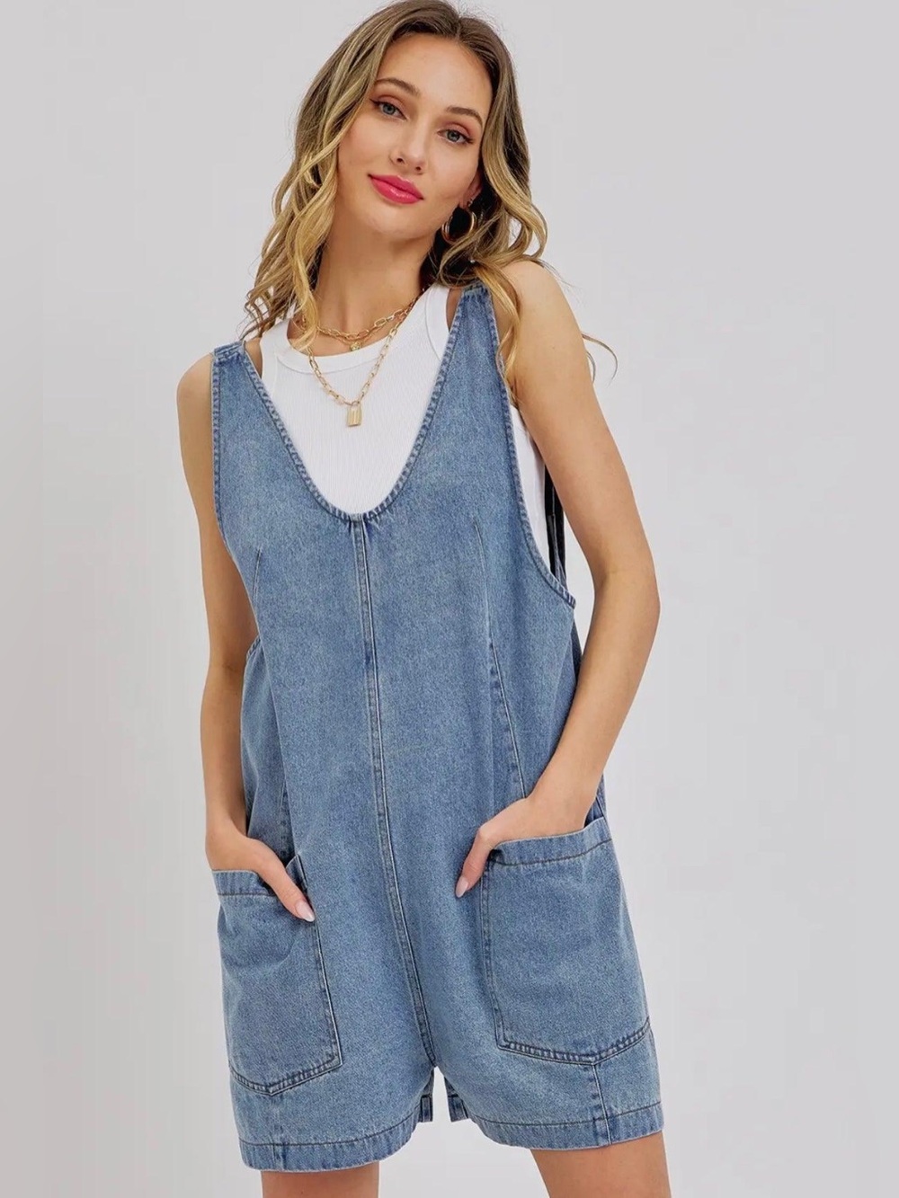 Women’s Boutique Denim Romper ☀️